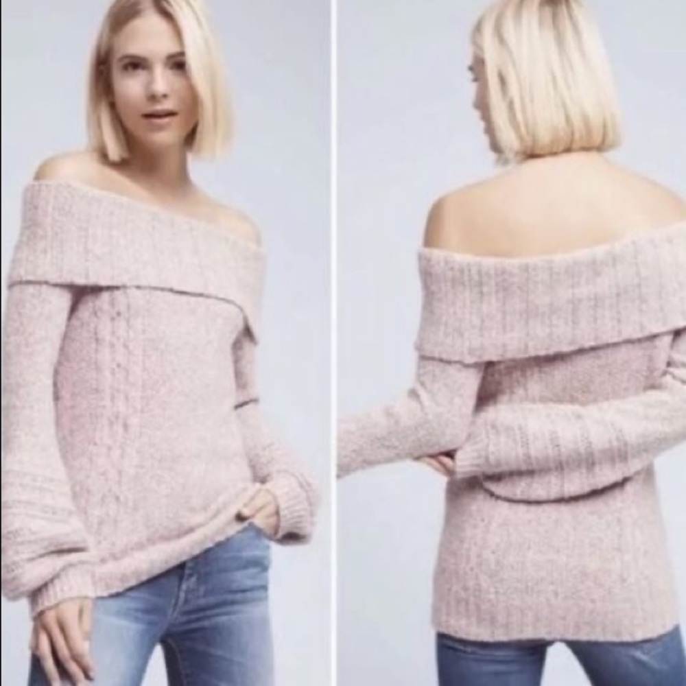 Anthropologie Sleeping On Snow Puff Sleeve Knit Sweater